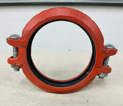 6" Victaulic-Style Rigid Grooved Coupling with E-Type Gasket – Painted Ductile Iron (VL060007PT1)