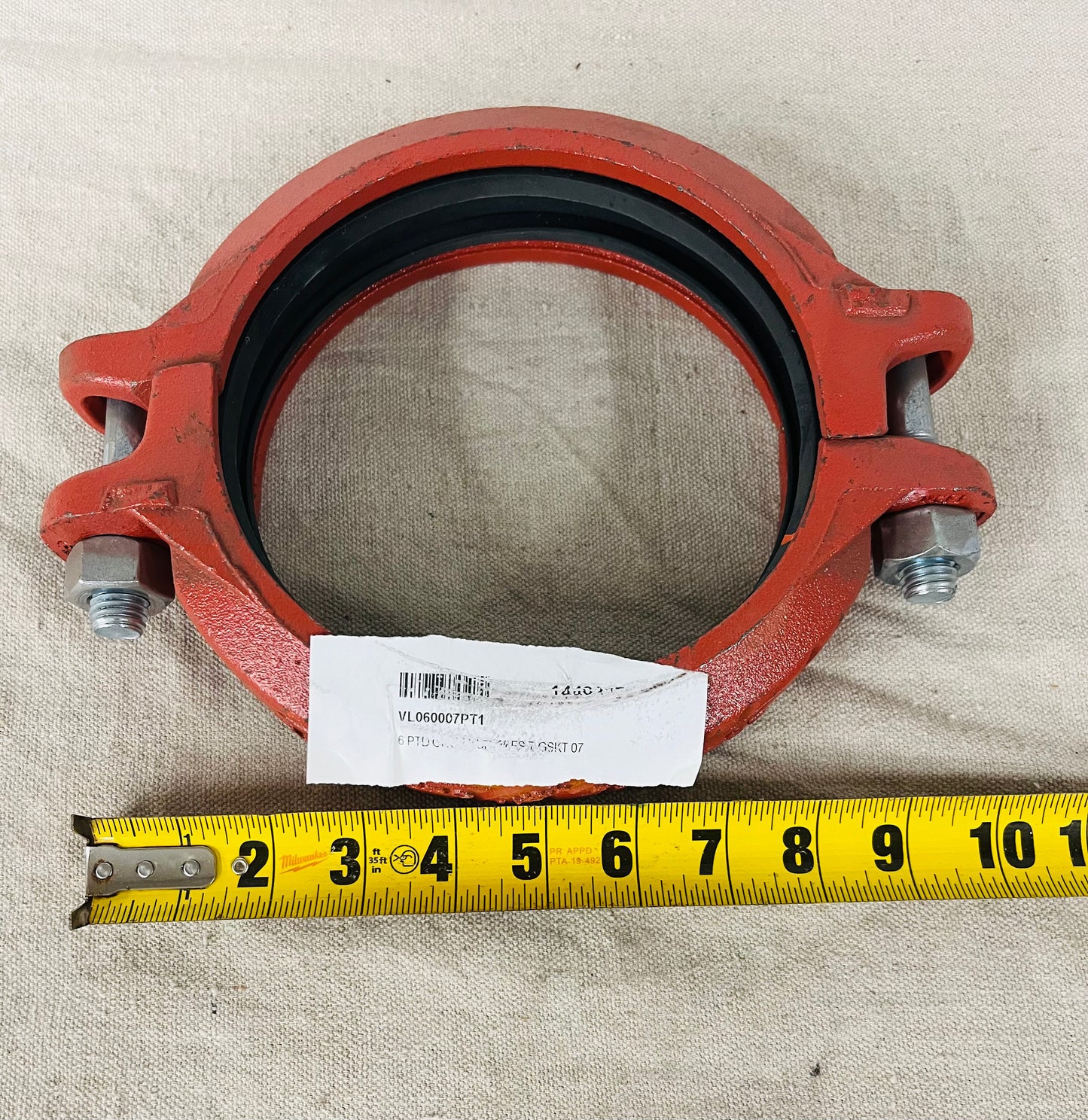 6" Victaulic-Style Rigid Grooved Coupling with E-Type Gasket – Painted Ductile Iron (VL060007PT1)