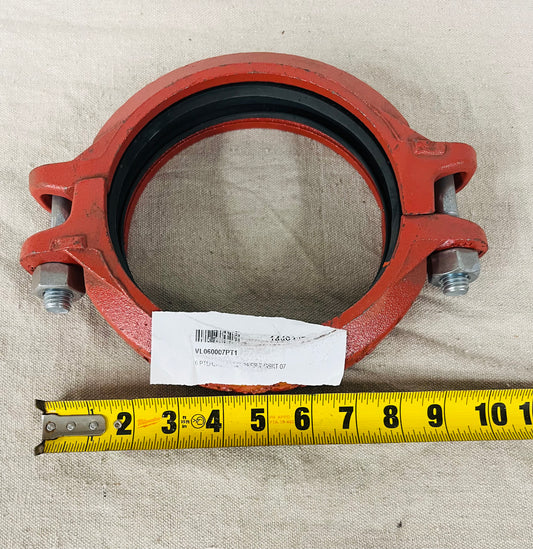6" Victaulic-Style Rigid Grooved Coupling with E-Type Gasket – Painted Ductile Iron (VL060007PT1)