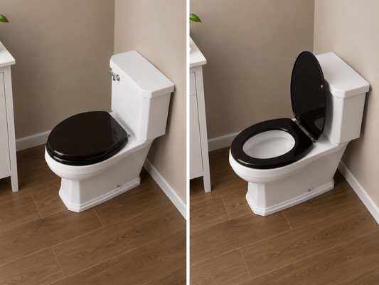 Jones Stephens C2B1E19BN Walnut Wood Elongated Toilet Seat with Piano Finish & Brushed Nickel Hinges