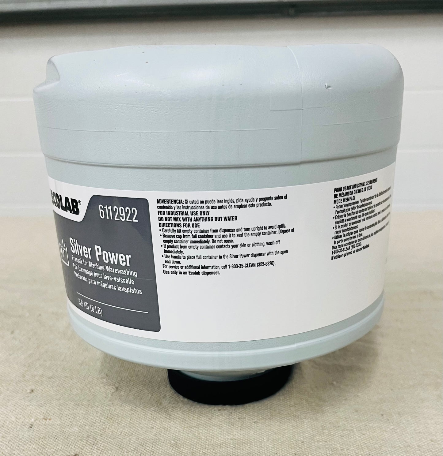 Ecolab Silver Power Presoak for Machine Warewashing – 8 lb Solid Block Cartridge (2 per case - 6112922)