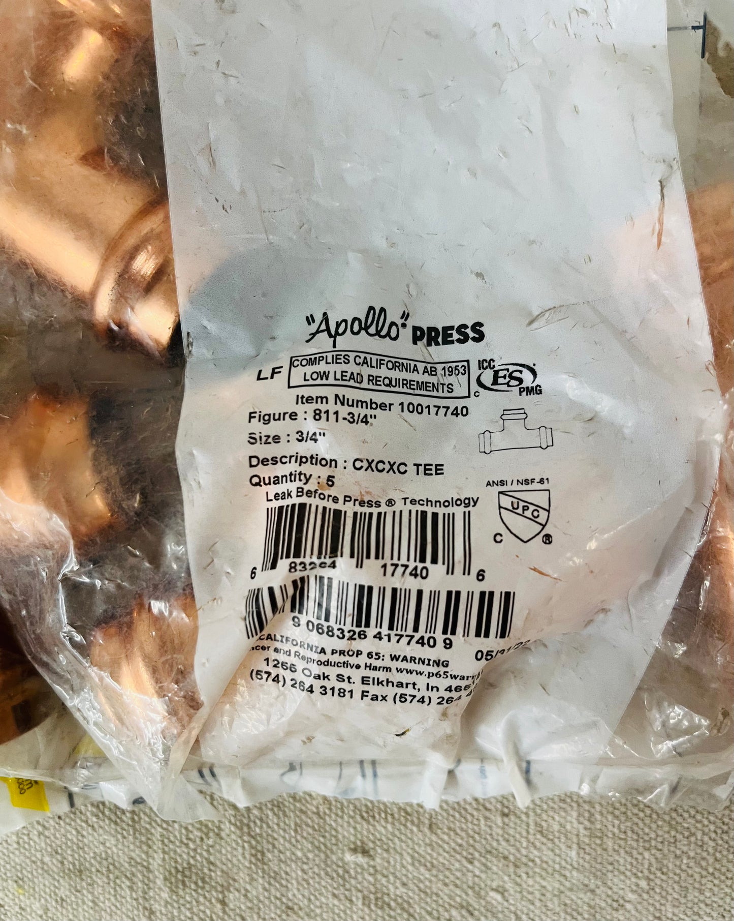 Apollo Press 3/4" PxPxP Copper Tee – A10077740