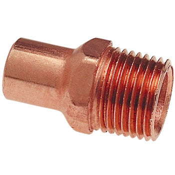 JW Solder 1" Copper Adapter – 1-1/8" OD Female Sweat × 1" MIP (FTG x M)