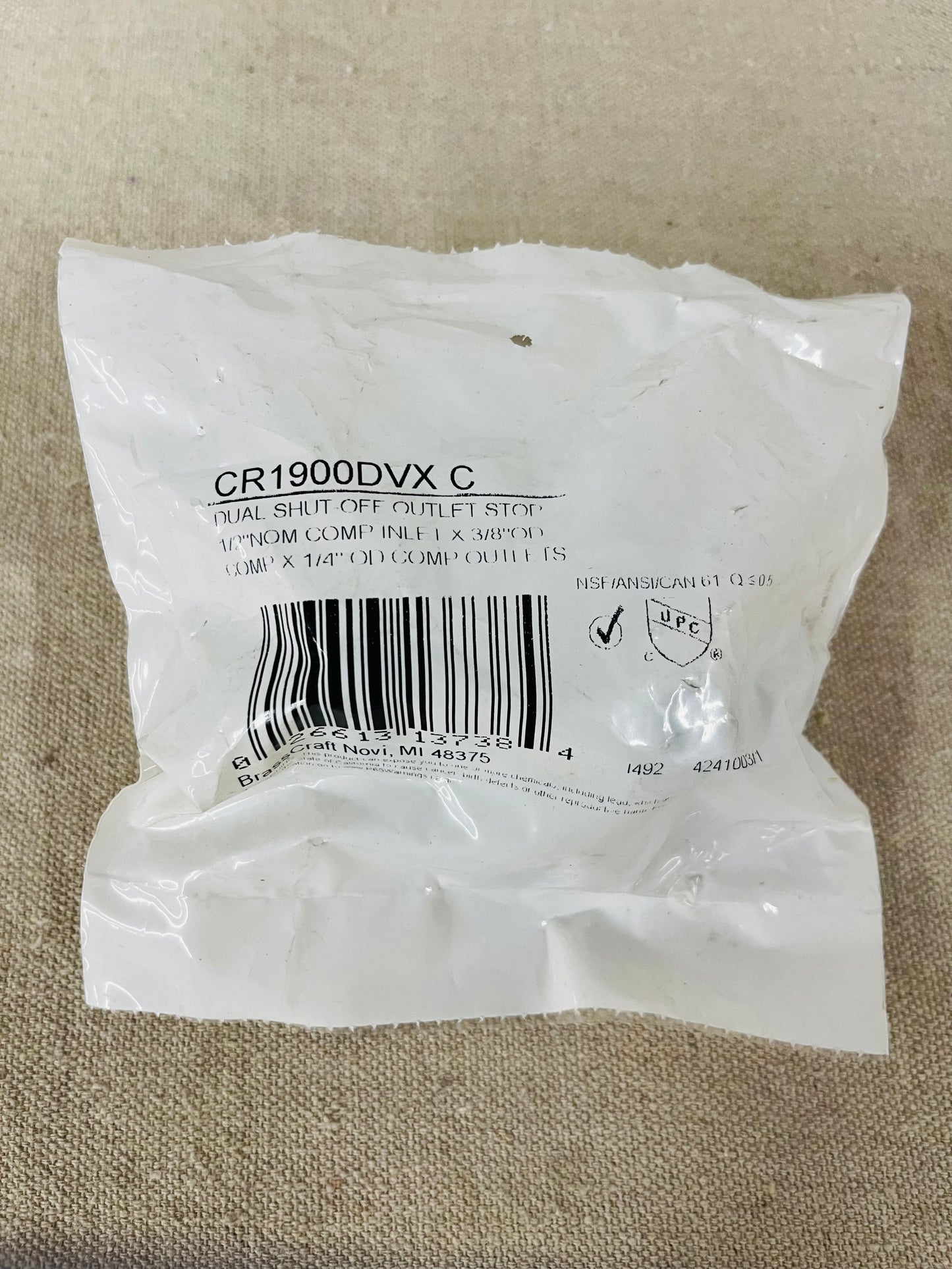 BrassCraft Dual-Outlet Angle Stop Valve – 1/2" Nom Comp Inlet × 3/8" & 1/4" Comp Outlets (BCR1900DVXC)