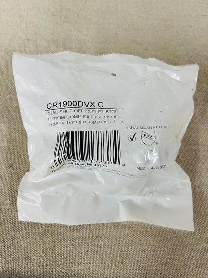 BrassCraft Dual-Outlet Angle Stop Valve – 1/2" Nom Comp Inlet × 3/8" & 1/4" Comp Outlets (BCR1900DVXC)