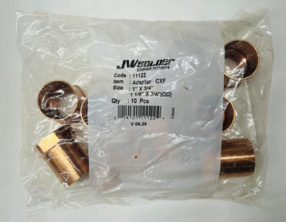 1" Copper x 3/4" FIP Female Adapter – Lead Free (10 Pack)