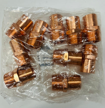 JW Solder 1" Copper Adapter – 1-1/8" OD Female Sweat × 1" MIP (FTG x M)