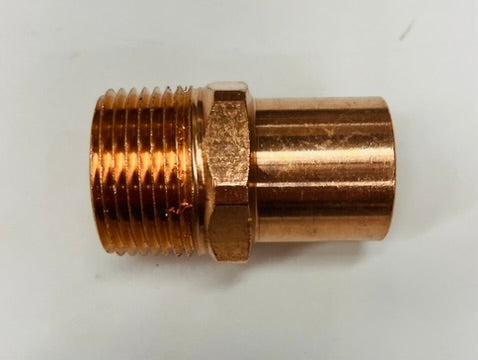 JW Solder 1" Copper Adapter – 1-1/8" OD Female Sweat × 1" MIP (FTG x M)