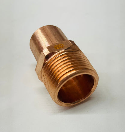 JW Solder 1" Copper Adapter – 1-1/8" OD Female Sweat × 1" MIP (FTG x M)
