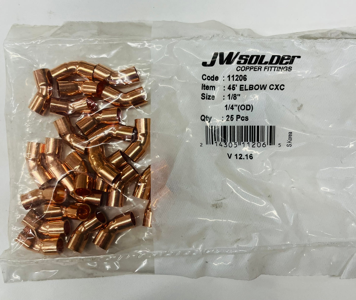 Jones Stephens 1/8" Copper 45° Elbow (C x C) – 10 Pack
