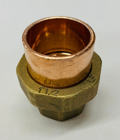 Jones Stephens 1-1/2" Copper Sweat Union – Lead Free (C x C) | 5 Pack
