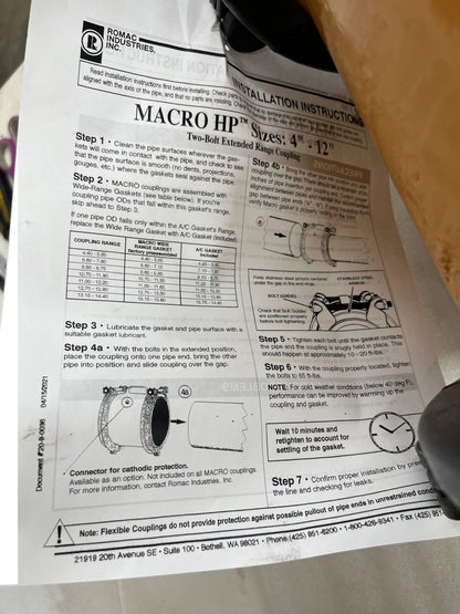Romac 10" Macro Coupling – EPDM, 2-Bolt, Stainless Steel | R2601190851