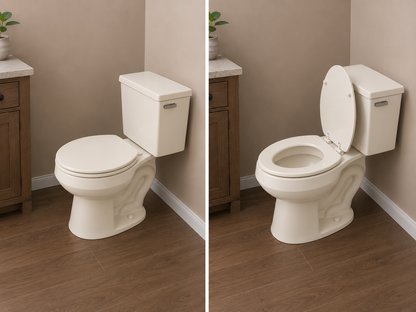 Jones Stephens C101001 Bone Round Plastic Toilet Seat with Cover
