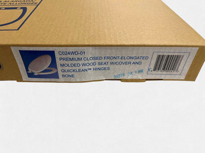 North Country Supply JONES STEPHENS elongated molded wood toilet seat in bone with QuickLean hinges in original box.