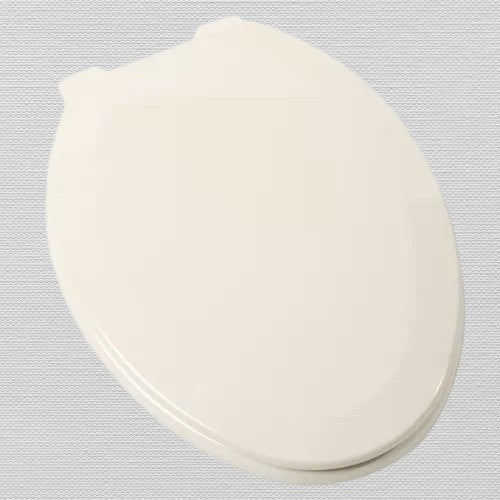 North Country Supply bone elongated molded wood toilet seat with QuickLean hinges for easy cleaning.
