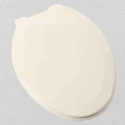 North Country Supply bone elongated molded wood toilet seat with QuickLean hinges for easy cleaning.