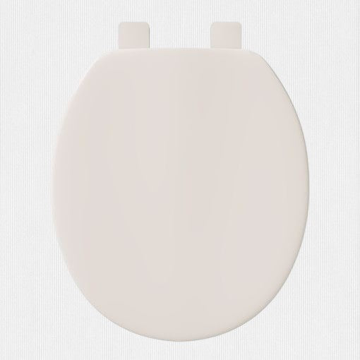 North Country Supply Jones Stephens bone plastic round toilet seat with closed front and matching cover.
