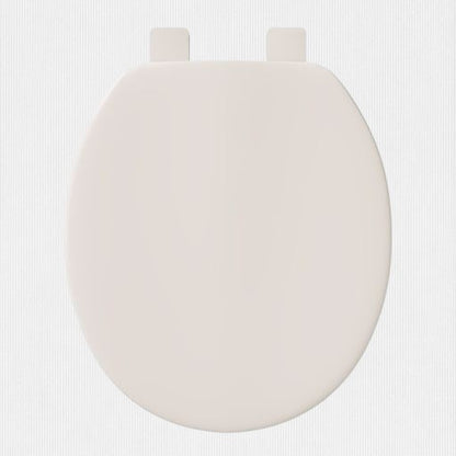 North Country Supply Jones Stephens bone plastic round toilet seat with closed front and matching cover.