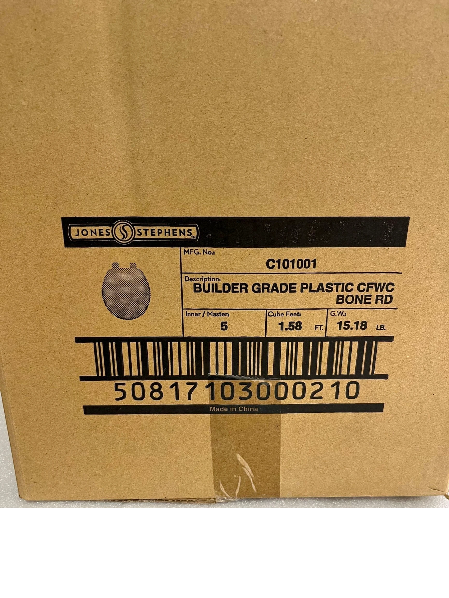 North Country Supply Jones Stephens bone round plastic toilet seat with cover in shipping box