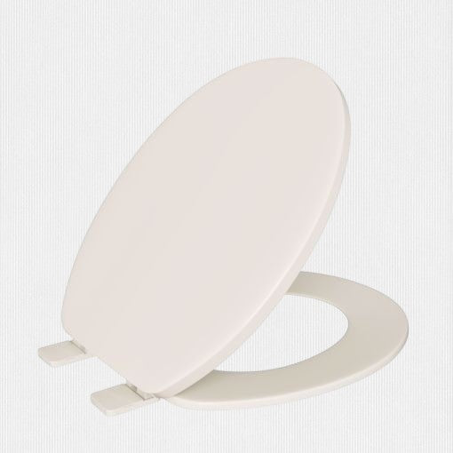 North Country Supply Jones Stephens round plastic toilet seat in bone finish with closed-front cover