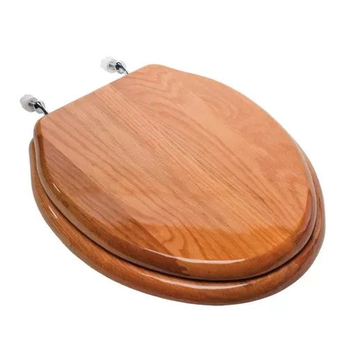 Jones Stephens C2B1E17CH Solid Oak Elongated Toilet Seat – Natural Oak Piano Finish